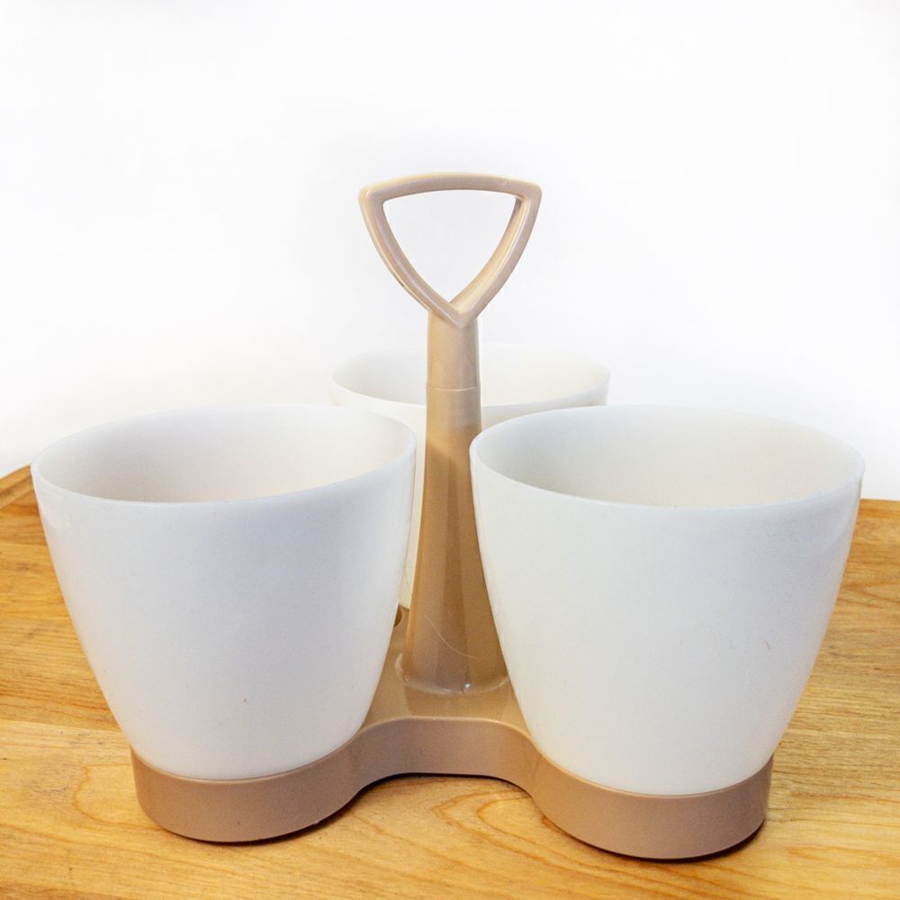 VTG Tupperware 3-Cup Condiment Caddy (757) in Almond